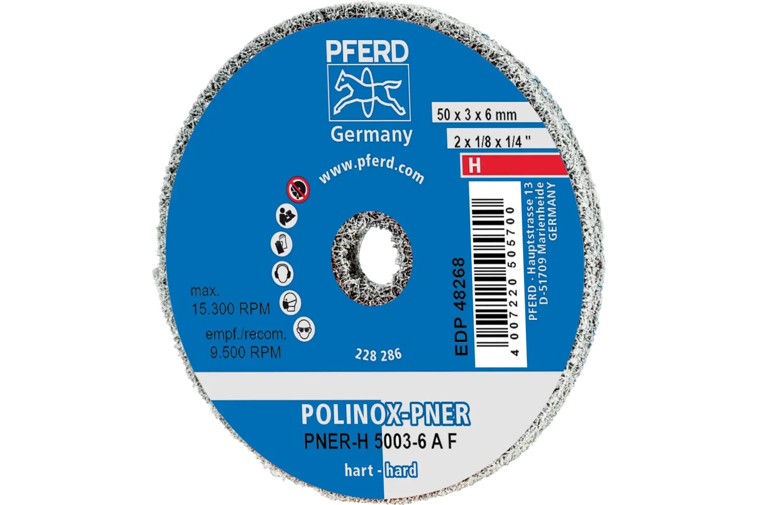 Picture of Pferd Polinox® Unitized Wheel, 2" X 1/8 X 1/4, Fine, Hard, 8Am, Aluminum Oxide